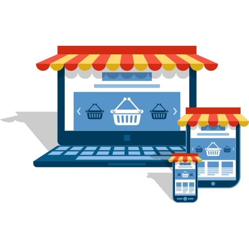 Vector image of responsive e-commerce website