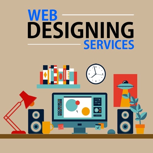Vector illustration of web design service workplace