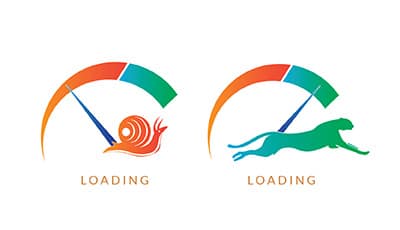 Illustration of website speed optimization compared with snail and cheetah